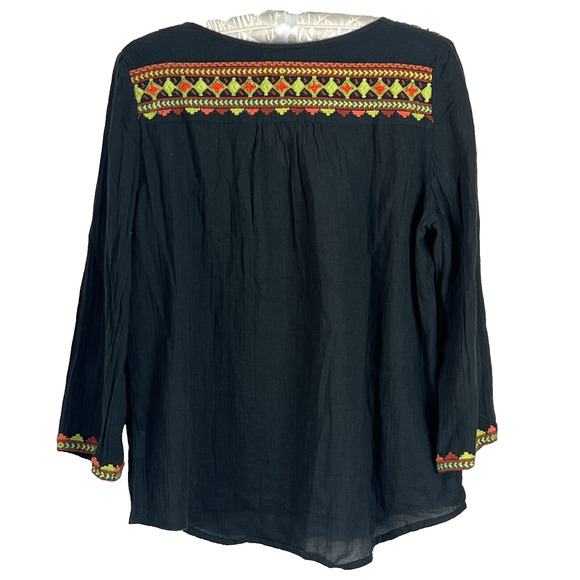 Velvet By Graham & Spencer Blouse Women's Size Small Embroidered V Neck Boho - Picture 12 of 13